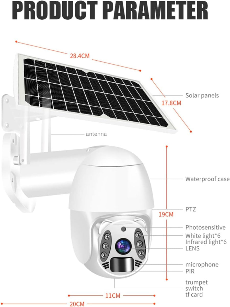 Prism Smart Solar Security WiFi Camera - 12000mAh Pan and Tilt